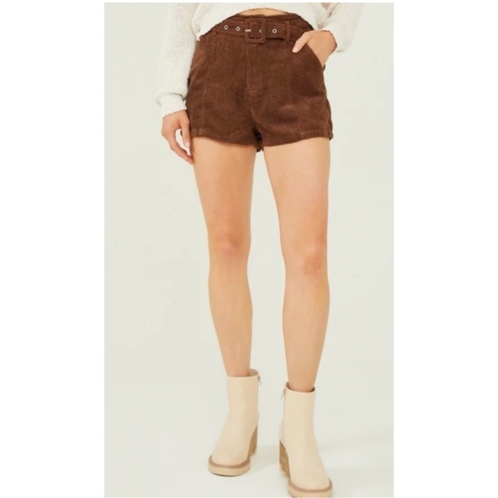 Altar’d State Sara Corduroy Belted Shorts-Orange Rust-Women Size Medium
